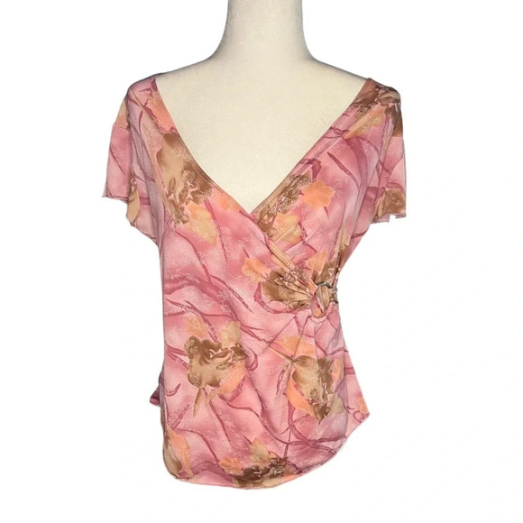 Y2K Pink Wrap-Style Blouse - Picture 1 of 4